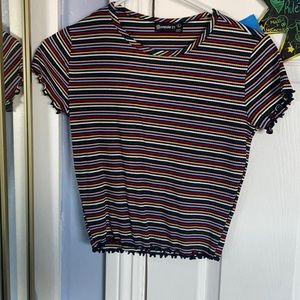 Striped, semi-cropped top tee